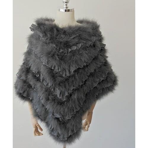 Real ostrich feather shrug with lace autumn winter warm women real fur poncho festival warm cape scarf S15
