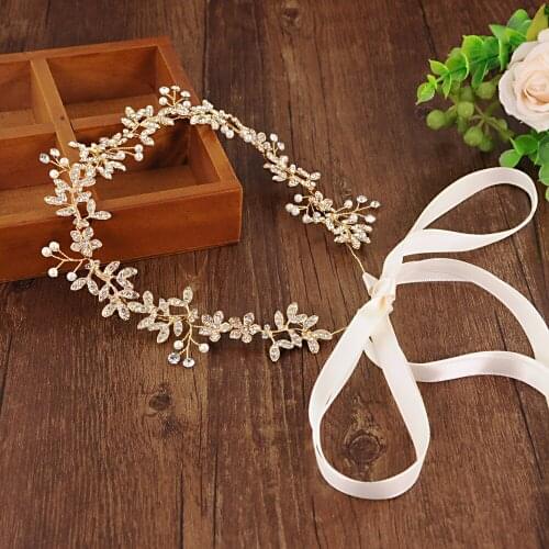 ZMSH89 Golden Wedding Belt Rhinestone Diamond Sash Pearls Gold Flower Bridal Belts For Women Evening Dresses Brides Accessories