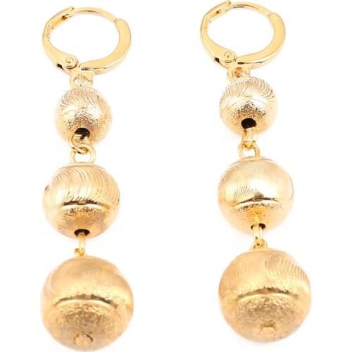 Gold Color Round Ball Earrings Jewelry Statement Ball Trendy Women Earrings