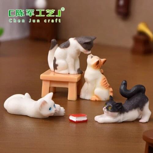 ZOCDOU 1 Piece Cartoon Cute Simulation Cat Small Statue Little Figurine Crafts Figure Ornament Miniatures