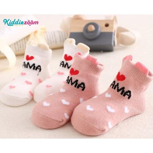 2020 Baby Socks 2Pairs Unisex 0-6M I Love Papa Mama Newborn Cotton Baby Accessories