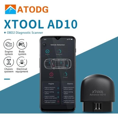 2020 XTOOL AD10 OBD2 Auto Diagnostic Scanner EOBD Bluetooth Mini ELM327 Code Reader HUD Display Work With Android/Windows