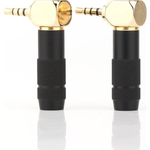 4pcs hifi audio 3.5mm Black L Shape 90 Degree Jack Audio Connector male adapter For DIY headphone cable Solder 4 pole