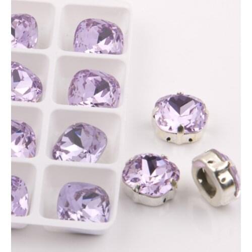 Cushion Cut 4470 Fancy Rhinestones Violet Pointback All Sizes Sewn On Crystal loose Strass or with metal setting for Dress