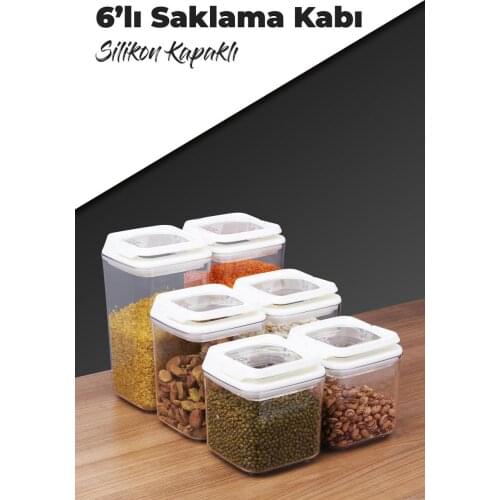 6 PIECES VACUUM SILICONE LID STORAGE CONTAINER WHITE kitchen mother spice set salt and pepper bowl tableware wooden bamboo