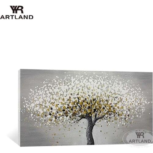 Abstract painting flower poster for home wall decoration Handmade thick oil money tree oil painting on canvas for living room