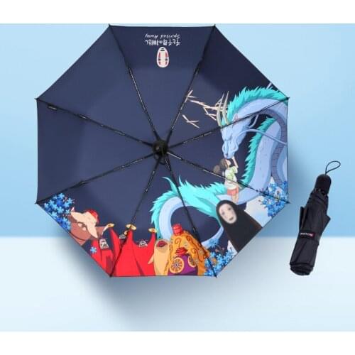 Anime Miyazaki Hayao Spirited Away Howls Moving Castle Umbrellas Anti-UV Folding Sun Rain Umbrella Cartoon Windproof Cosplay