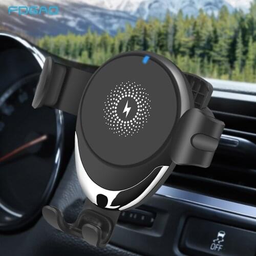 FDGAO Wireless Car Charger Qi Automatic Clamping Air Vent Gravity Car Phone Holder 15W for iPhone 12 11 XS XR 8 Samsung S20 S10