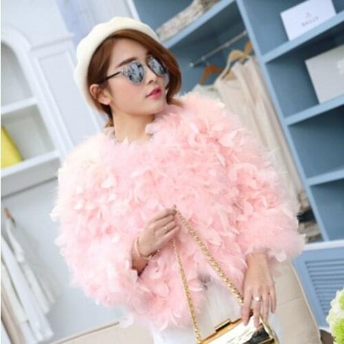 Free Shipping genuine ostrich coat Women Ostrich Fur jacket with Feather Overcoat spring fur waistcoats customized big size