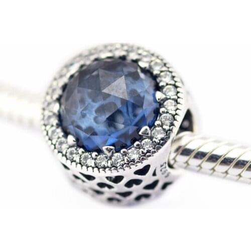DIY Beads for Jewelry Making Sterling-Silver-Jewelry Radiant Hearts Bead BLUE CZ Charms Silver 925 Berloque Perles Women