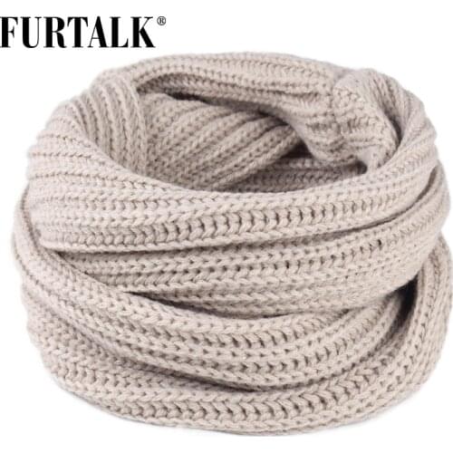 FURTALK Winter Scarf Kids Ring Knitted Girls Boys Warm Scarf Baby Child Soft Ring Scarves Pink Black Grey Color