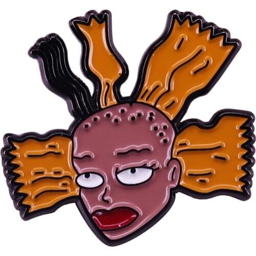 Greek Goddess Cynthia Enamel Pin Doll Head Brooch