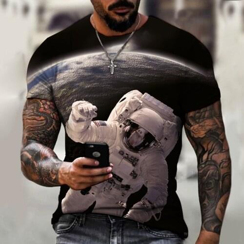 Men Space Galaxy Astronaut 3d T-shirt Children Universe Printed Star Sky Boy Girl Harajuku Cartoon Kids Fashion Streetwear Tee