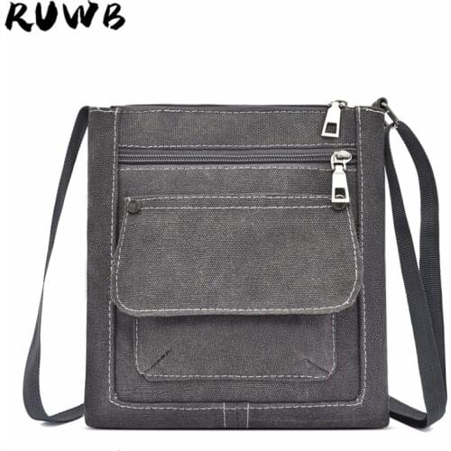 RUWB Men Small Shoulder Bag Women Male Flap Canvas Messenger Bags Man Casual Travel Bag Ladies Portable Daily Crossbody Bags
