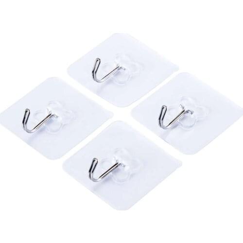 Multi-Purpose Hooks Strong Adhesive Wall Hook Transparent Removable Hanger Hooks for Bathroom Kitchen TS2