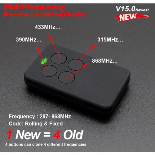 Remote Control Opener 433.92MHz Gate Command Multi-frequency 280-868MHz Fixed Rolling code Garage Door Remote Control Duplicator
