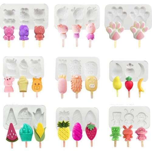 Cartoon Silicone Popsicle Mold Set Handmade Ice Cream Making Tools Practical Cake Mold Bakware Creative Ice Cream Mold