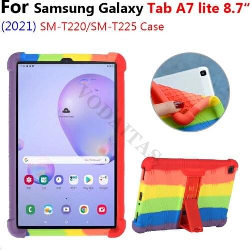 Soft Shockproof Case For Samsung Galaxy Tab A7 Lite 8.7" 2021 SM-T220 SM-T225 Tablet PC Silicon Protective Cover with Kickstand