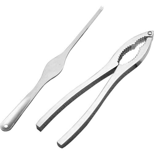 Zinc Alloy Seafood Tools Set Including 1 Forks and 1 Lobster Crab Crackers Nut Cracker Set Seafood Tool Kit Nut Cracker Tool