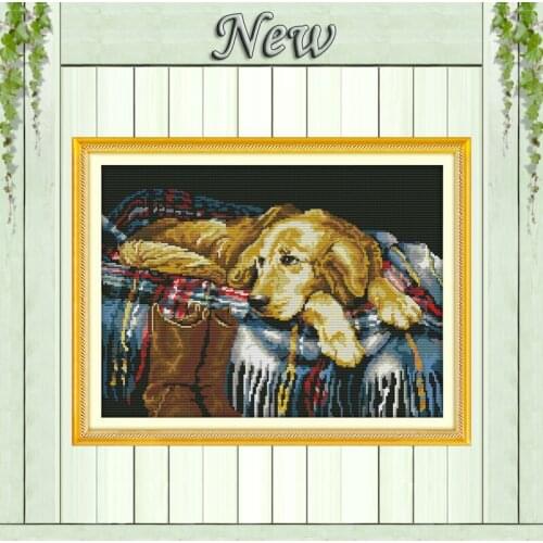 A faithful friend,Counted Printed on canvas DMC 11CT 14CT Cross Stitch kits,Needlework Set Embroidery,Animal dog Home Decoration