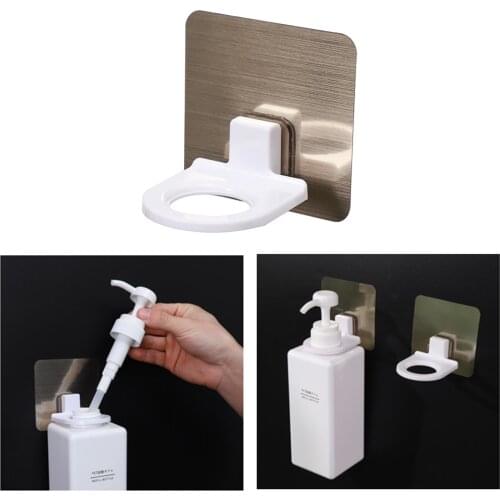 Wall Mounted Self-Adhesive Shampoo Bottle Shelf Liquid Soap Shower Gel Organizer Hook Holder Shelves Hanger Bathroom Accessories
