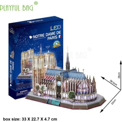New genuine LED music cube 3D puzzle Notre Dame de Paris France World famous architecture DIY simulation products HJ01