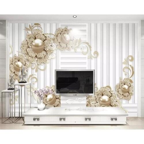 Beibehang Custom Wallpaper 3D Photo murals Modern Fashion Relief Diamond Flower 3D TV Background Wall paper Decorative Painting