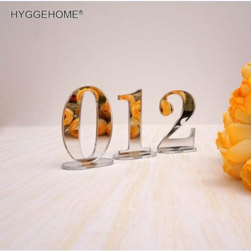 One Sets Of Acrylic Mirror Table Numbers Birthday Desktop Cards Wedding Baby Shower Number Table Holder Party Decoration