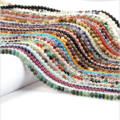 Factory wholesale Natural Stone Beads Small Smooth Beads for Women Jewelry Making DIY Necklace Bracelet Accessories 2/3/4mm 15"