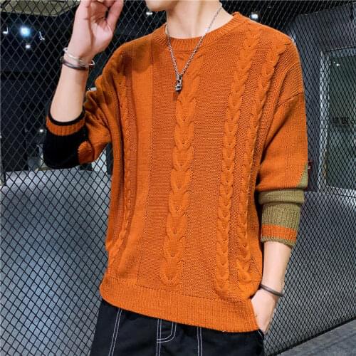 Autumn and winter sweater mens Korean version of loose mens knitted sweaters new handsome mens line clothes