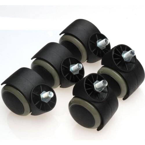 5Pcs Black & Brown Heavy Duty 2 Inch Plastic Replacement Office Chair Swivel Casters Rubber