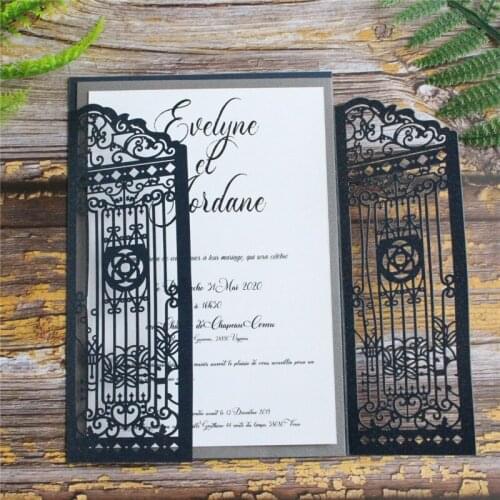 Country wedding cards marriage navy blue autumn summer party invitation personalized design 50pcs