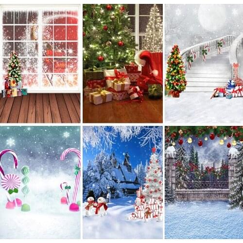 Christmas Background Backdrop Fireplace Tree Winter Snow Window Interior Baby Birthday Photography Background For Photo Studio