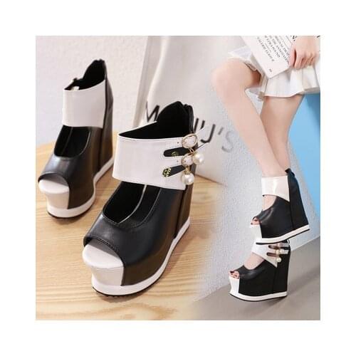 Korean Women Shoes Sandals Fish Mouth Summer Wedge Female Sandals Platform High Heel 14CM Sandals Fashion Open Toe Ladies Shoes