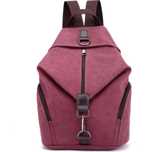 Pretty style pure color canvas women backpack college student school book bag leisure backpack travel bag