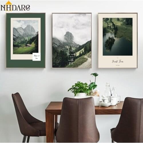Nordic Modern Fashion Green Natural Scenery Landscape Canvas Print Painting Poster Wall Pictures for Living Room Home Decor