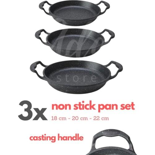 VipAhmet Casting Sahan Set 3'lü Two Layer Granite Coating (18cm-20cm-22cm) Fireproof Non-Stick Healthy