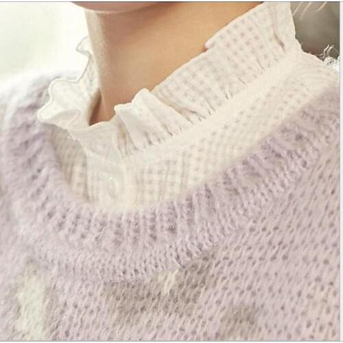 Lady Stand Ruffle Fake Collars Spring Removable Collar Camisa Tie Top Nep Kraagje Blouse Plus Size XL Detach Col False Collar