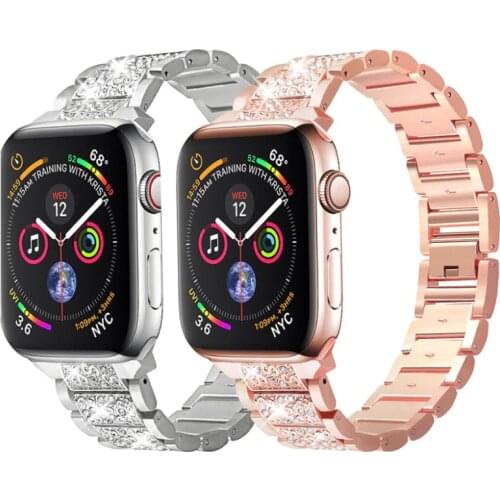 Ladies strap for Apple Watch band iWatch 6 5 4 38-44 mm Bling Stainless Steel bracelet strap Apple watch 6 5 4 3 2 , Myl-qck