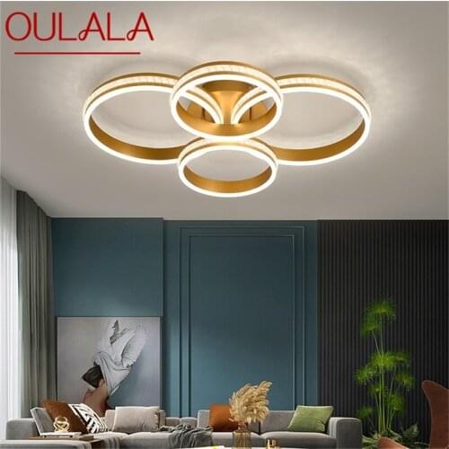 OULALA Nordic Gold Ceiling Lights Fixtures Modern Luxury Round Lamps LED Home For Living Room