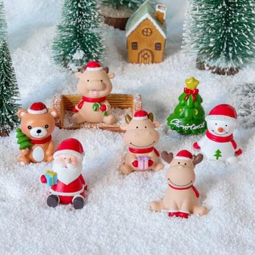 1PC Miniature Christmas Tree Santa Claus Snowmen Terrarium Ornament Gift Fairy Garden Figures Home Table Decor Micro Landscape