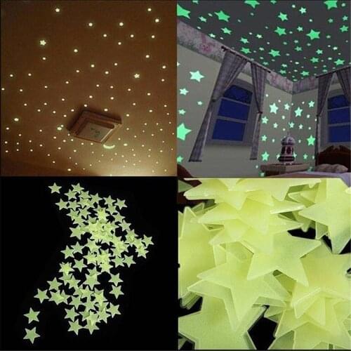 100Pcs 3D Luminous Stars Wall Sticker Home Decor Glow In The Dark For Bedroom Living Room Wall Decoration Poster Ornaments