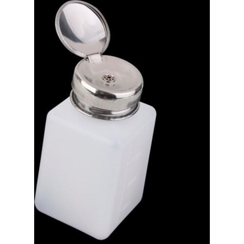 200ml Plastic Empty Nail Polish Remover Press Bottle W/ Top Cap Makeup Tool