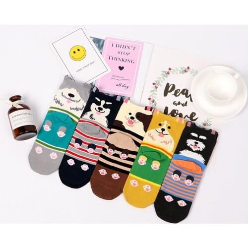 2021 New Animal Women Socks Cotton Cartoon Dog Print Socks Harajuku Kawaii Cute Socks For E-Girls Casual Happy Funny Socks Gift