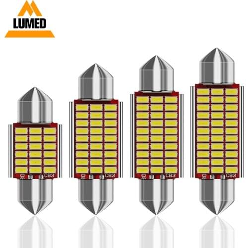 300pcs Car LED Light Festoon C5W 31mm 36mm 39mm 41mm 18 27 30 33 LEDs 3014 SMD Interior Light Dome Reading Lamp