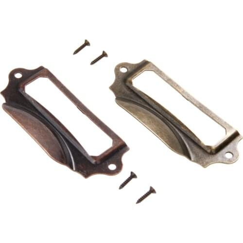 4pcs 90*43mm Label Tag Pull Antique Bronze Furniture Handle Label Pull Frame Handle File Name Card Holder