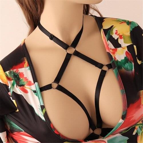 Sexy Hot Goth Lingerie Elastic Bandage Cage Bra Cupless Lingerie Bandage Body Belt Sexy Body Harness for Women Punk Body Straps
