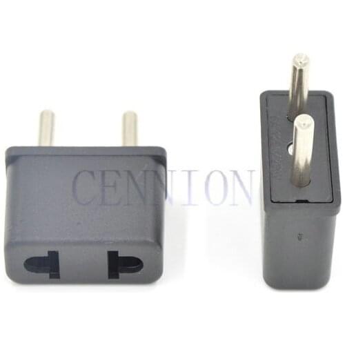 Black 2 pin US AU to EU AC Power PlugTravel Adapter Trip Convertor for Europe Countries 100pcs free cn post