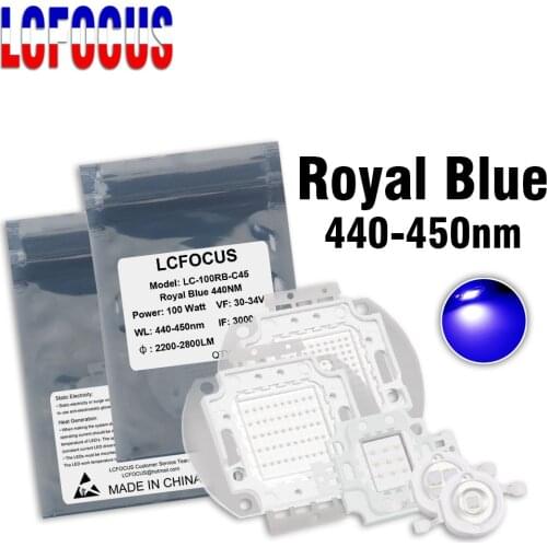 1W 3W 5W 10W 20W 30W 50W 100W 300W 500W Royal Blue 440nm Grow LED COB Chip Light Beads For DIY 10 30 50 100 300 Watt Grow Lamp