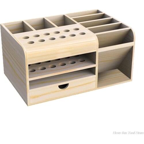Wooden Multifunctional Storage Box for store Tool Tweezers Knives Screwdrivers Cellphone Calculator Desk Supplies wholesales